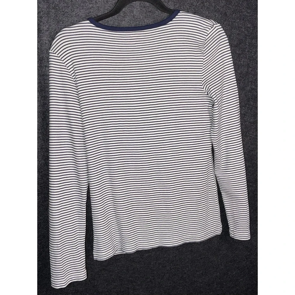VINEYARD VINES Shirt XL‎ Blue White Henley Striped Long Sleeve Tee Cotton Modal - Picture 5 of 8